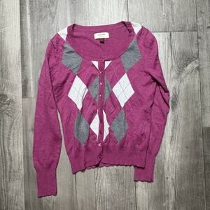 Sonoma Women’s Argyle Cardigan Size medium